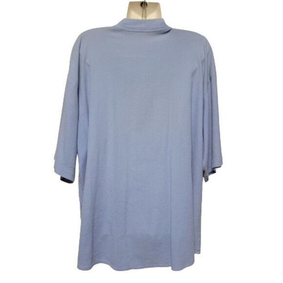 Men's Oversized Loose Fitting Blue Button Up Cotton Shirt - UNISEX - Picture 3 of 13